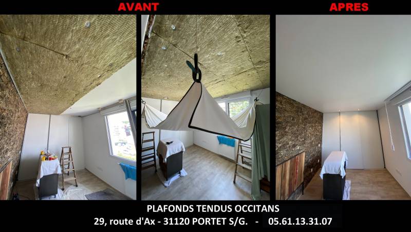 AVANT / APRES plafond tendu Meauzac - Plafonds Tendus Occitans Toulouse