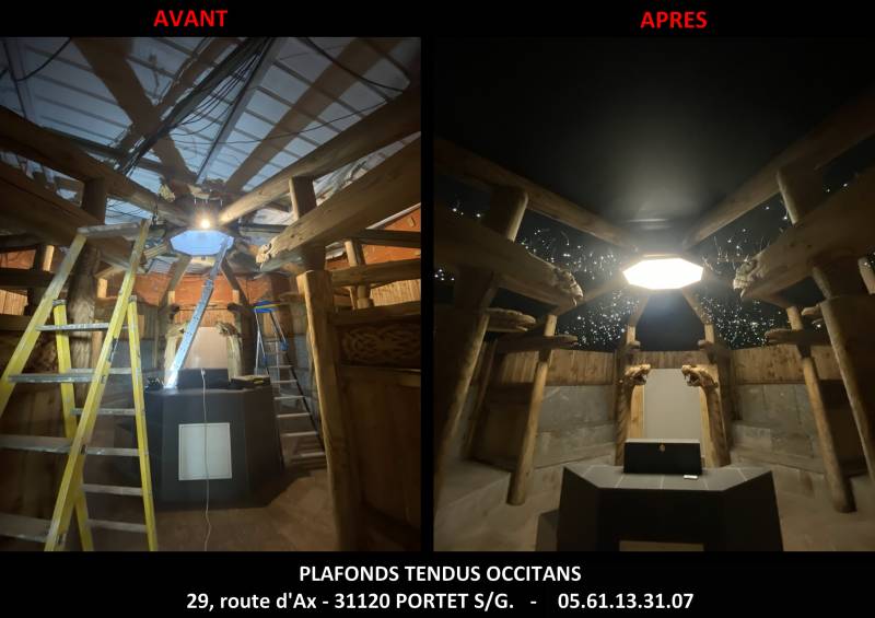 AVANT / APRES chantier de Plafonds Tendus Occitans Toulouse - Capvern