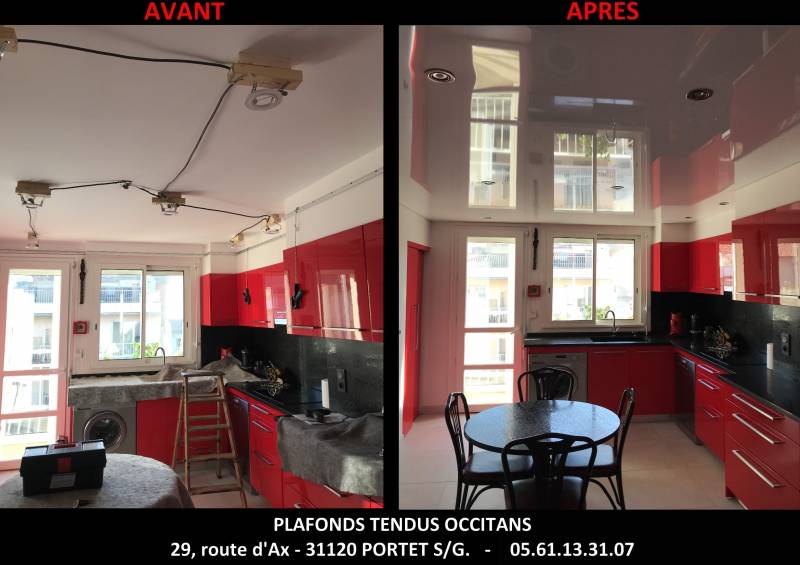 Le plafond tendu dans une cuisine by Plafonds Tendus Occitans St Lys