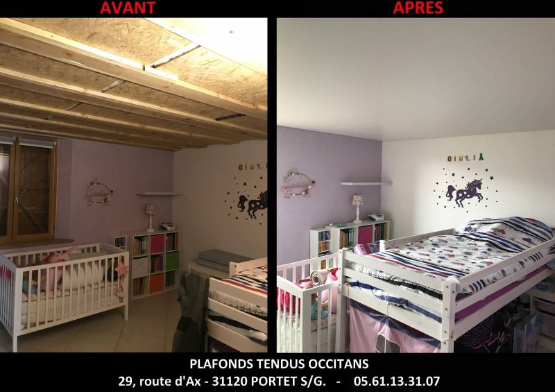 Comment recouvrir un plafond en bois brut avec des poutrelles (plancher) dans des chambres ? Le Vernet