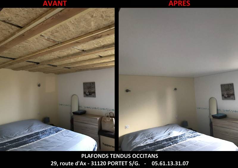 Comment recouvrir un plafond en bois brut avec des poutrelles (plancher) dans des chambres ? Portet sur garonne