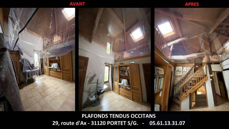 AVANT / APRES plafond tendu laqué blanc by Plafonds Tendus Occitans Toulouse