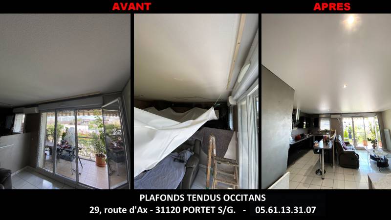 AVANT / APRES plafond tendu Colomiers - Plafonds Tendus Occitans Toulouse