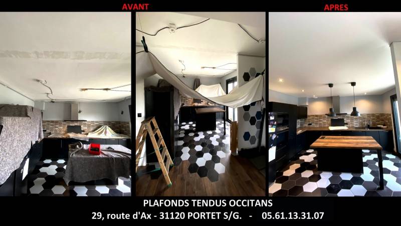 Le plafond tendu dans une cuisine by Plafonds Tendus Occitans St Gaudens