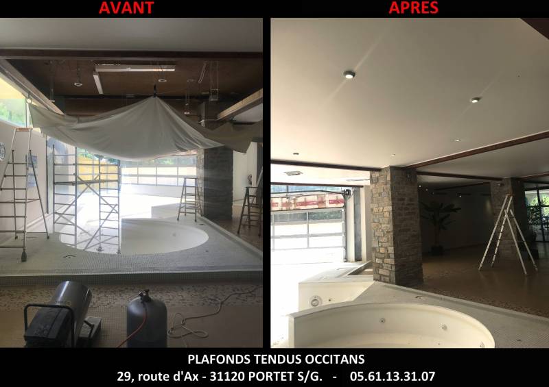 AVANT / APRES Domaine des 100 Lacs à cauteret - Plafond tendu BARRISOL by Plafonds Tendus Occitans
