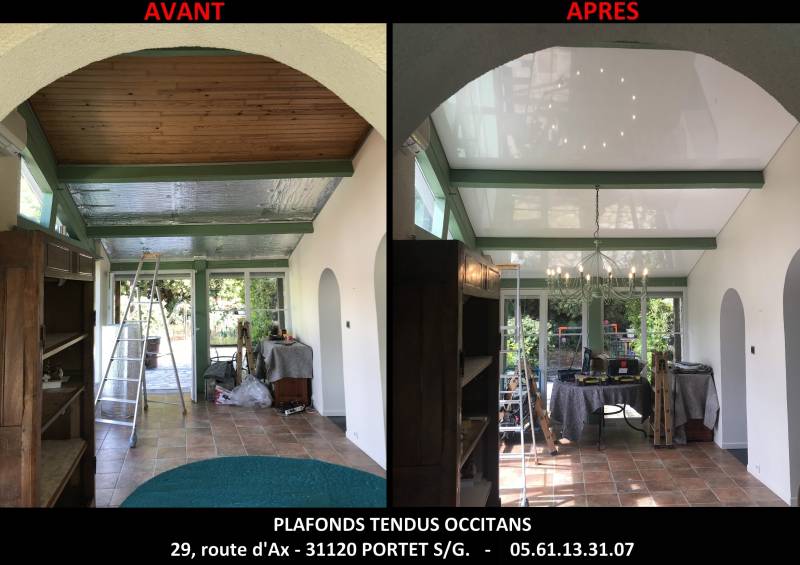 Supprimer un plafond en lambris par un plafond tendu sur Fonsorbes