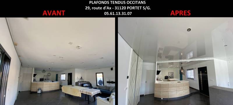 Rénovation Complète d'un Plafond Tendu après un Sinistre Feu de Cuisine à Portet Sur Garonne