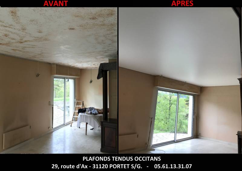 Rénovation séjour : pose plafond tendu mat blanc BARRISOL by Plafonds Tendus Occitans à Toulouse
