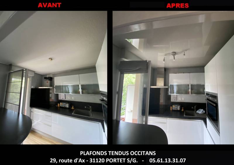 AVANT / APRES plafond tendu Grisolles - Plafonds Tendus Occitans Toulouse