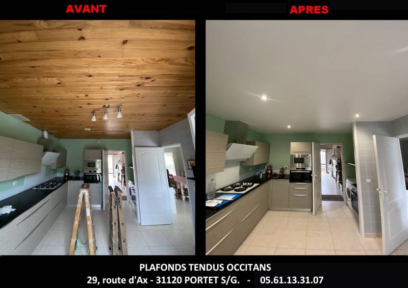 AVANT / APRES plafond tendu Revel - Plafonds Tendus Occitans Toulouse