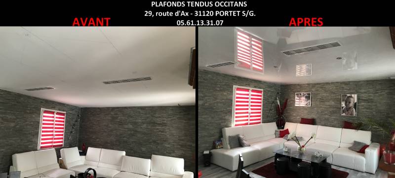 Intégration bouche chauffage dans plafond tendu à Carcassonne