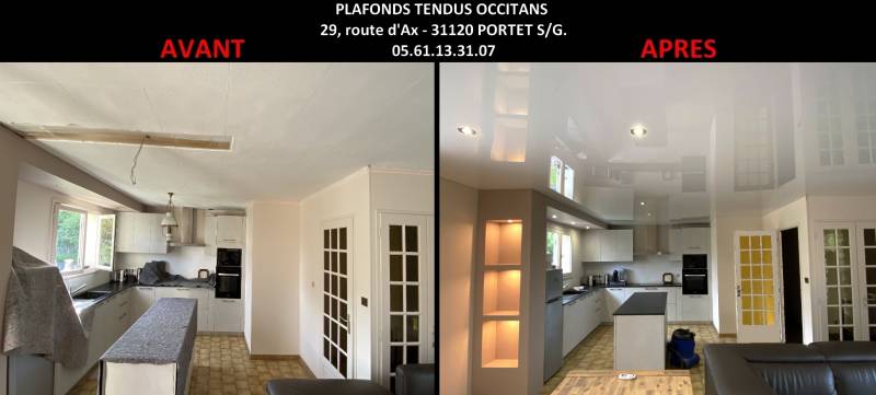 Rénovation Complète d'un Plafond Tendu après un Sinistre Feu de Cuisine à Pinsaguel