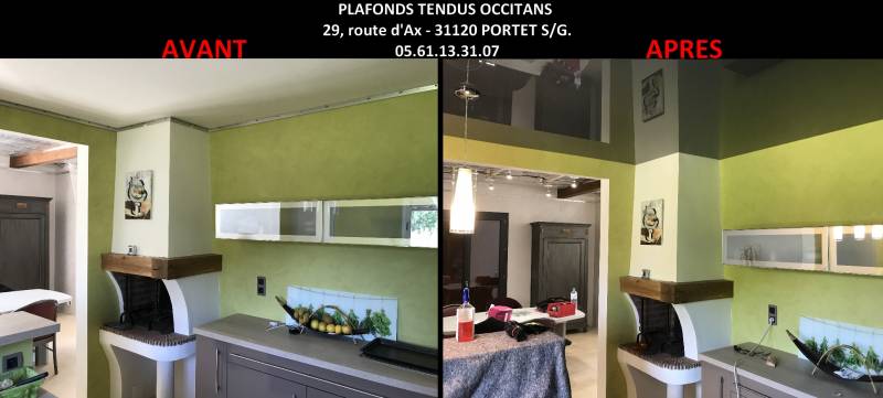 Pose faux plafond noir  laqué cuisine by Plafonds Tendus Occitans à Gimont