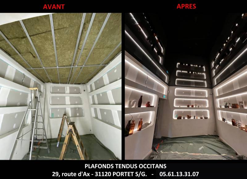 Plafonds Tendus Occitans - Plafond acoustique laqué noir micro perforé Toulouse