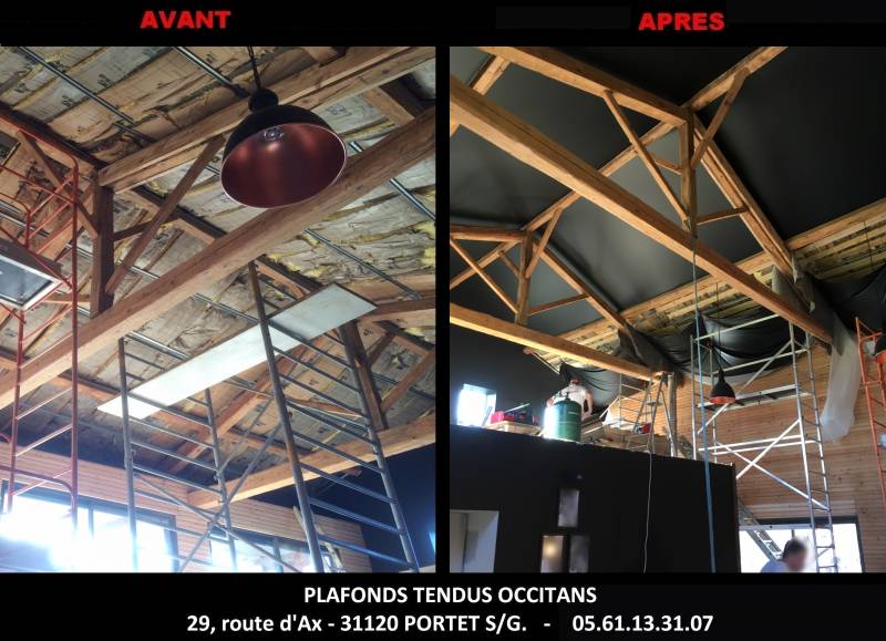 AVANT / APRES chantier de Plafonds Tendus Occitans Toulouse - Frouzins