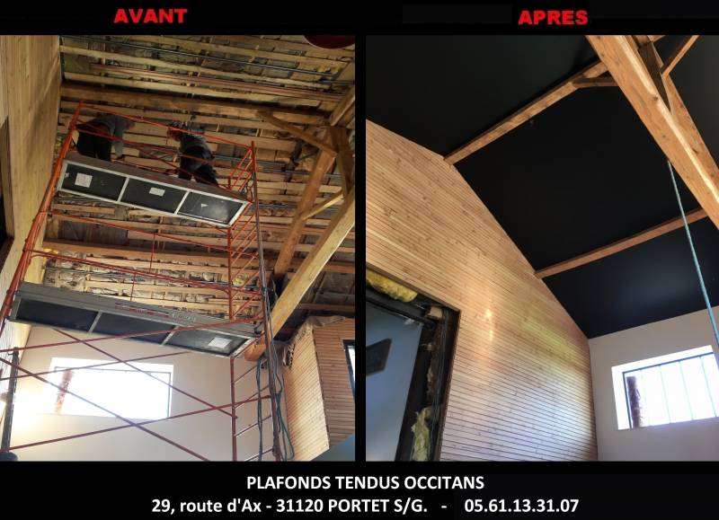 AVANT / APRES chantier de Plafonds Tendus Occitans Toulouse - Frouzins