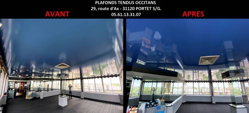 Nettoyage d'un plafond tendu dans un restaurant situé à Toulouse by Plafonds Tendus Occitans Auch