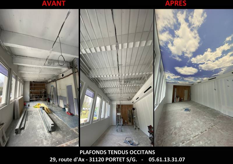 AVANT / APRES Plafonds Tendus Occitans Tarbes