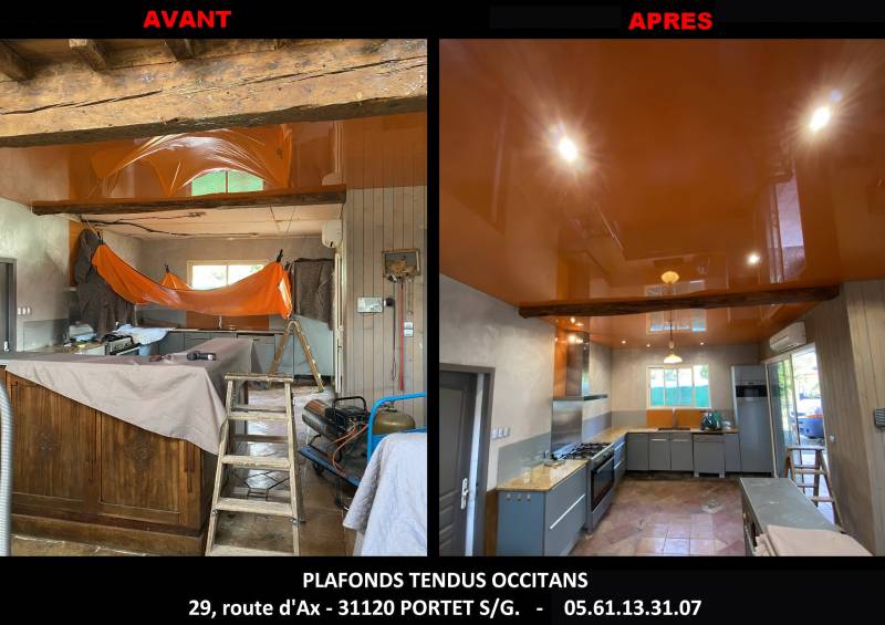 Rénovation Complète d'un Plafond Tendu après un Sinistre Feu de Cuisine à Saubens