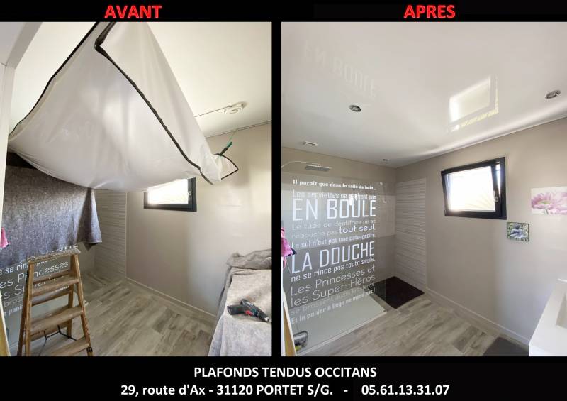 AVANT / APRES plafond tendu laqué brillant by Plafonds Tendus Occitans Toulouse