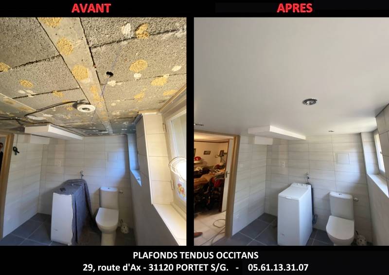 AVANT / APRES plafond tendu mat blanc by Plafonds Tendus Occitans Toulouse