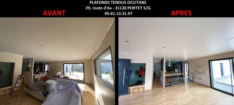 AVANT / APRES plafond tendu mat blanc by Plafonds Tendus Occitans Toulouse