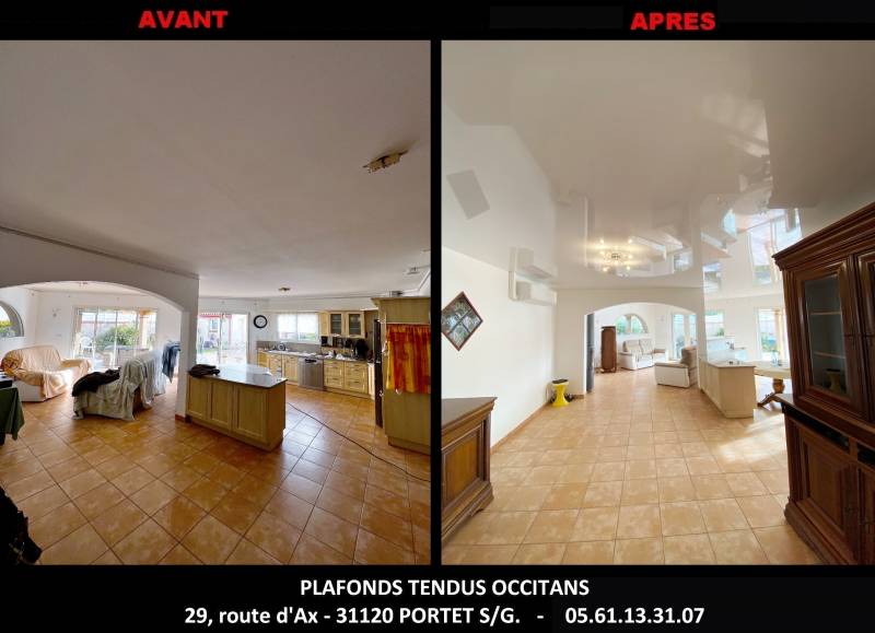 AVANT / APRES chantier de Plafonds Tendus Occitans Toulouse - St Lys