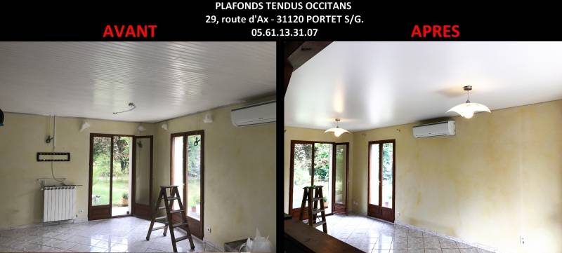 AVANT / APRES Plafonds Tendus Occitans Lespinasse 
