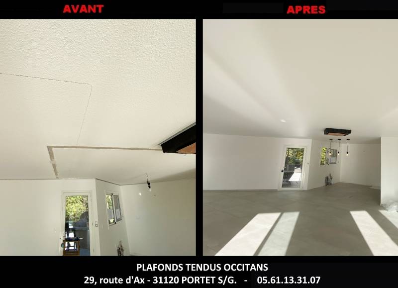 AVANT / APRES chantier de Plafonds Tendus Occitans Toulouse - Seysses