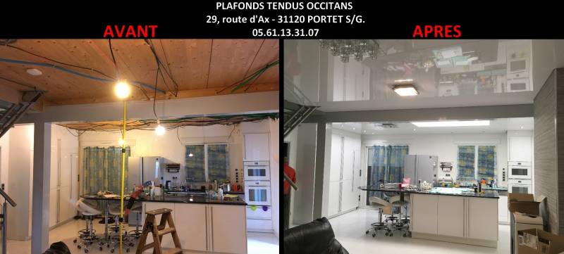 Supprimer un plafond en lambris par un plafond tendu sur Villate