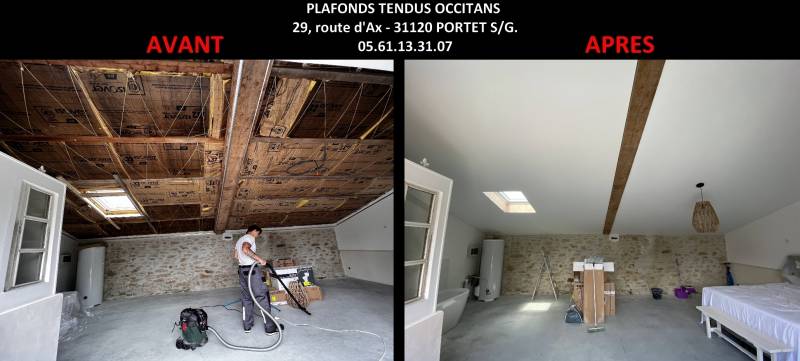 AVANT / APRES plafond tendu Belflou- Plafonds Tendus Occitans Toulouse