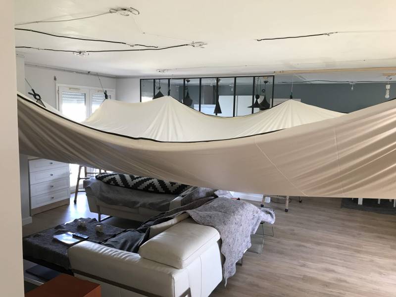 Rénovation séjour cuisine plafond tendu BARRISOL Salvetat St Gilles