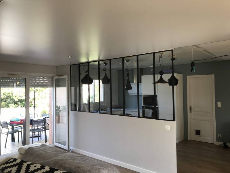 Rénovation séjour cuisine plafond tendu BARRISOL Salvetat St Gilles