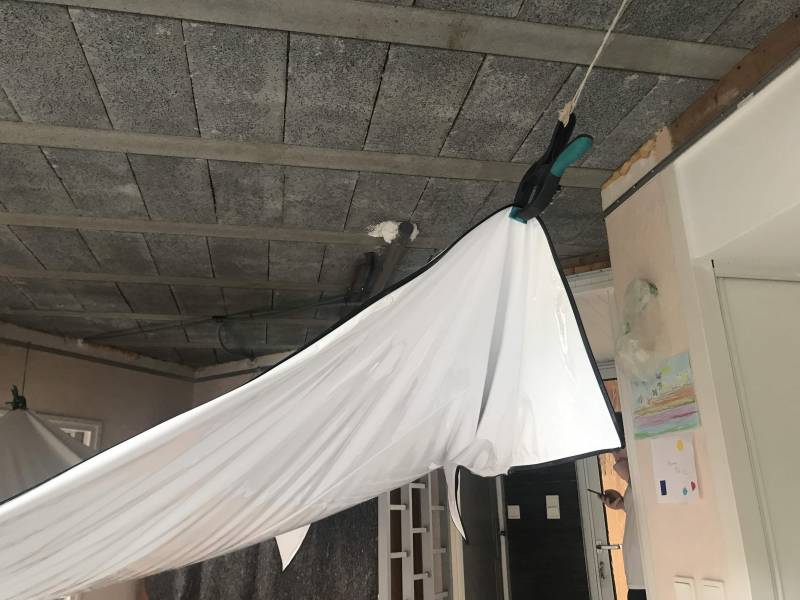 Pose d'un faux-plafond sous plafond hourdis béton, Aucamville