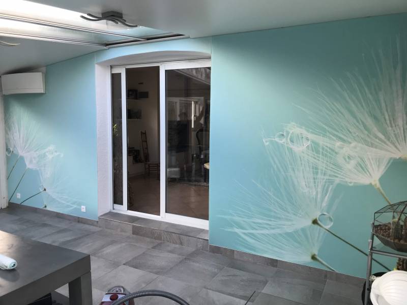 Mise en place (pose à froid) de la toile acoustique imprimée Ramonville