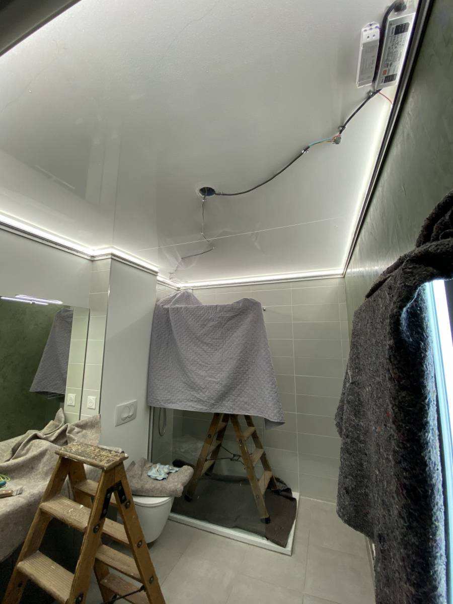 Salle de bains : plafond tendu lumineux imprimé  Cintegabelle by Plafonds Tendus Occitans