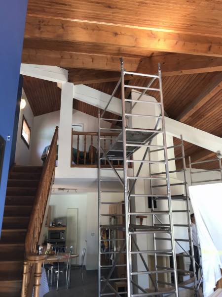 Isolation thermique intérieure entre poutres sur lambris bois, Balma - Plafonds Tendus Occitans