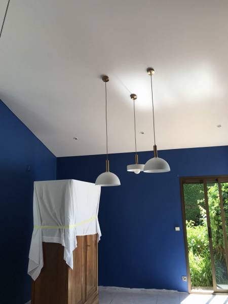 Isolation thermique intérieure entre poutres sur lambris bois, Lacroix-Falgarde - Plafonds Tendus Occitans